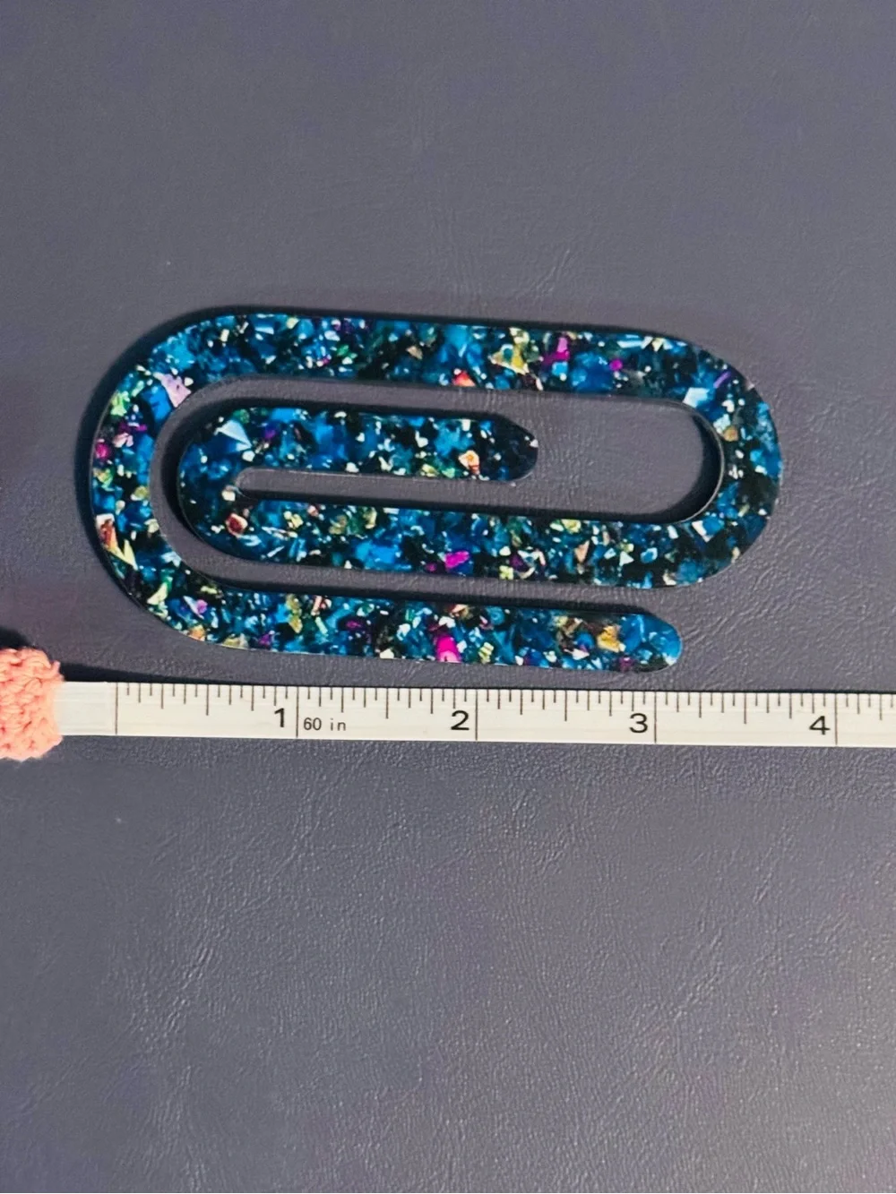 Oversized Blue Confetti Acrylic Paper Clip Bookmark | Jumbo Planner Bookmark